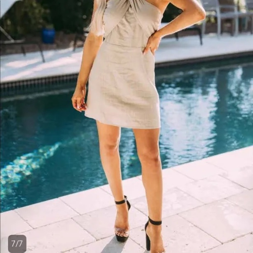Criss Cross Halter Linen Dress